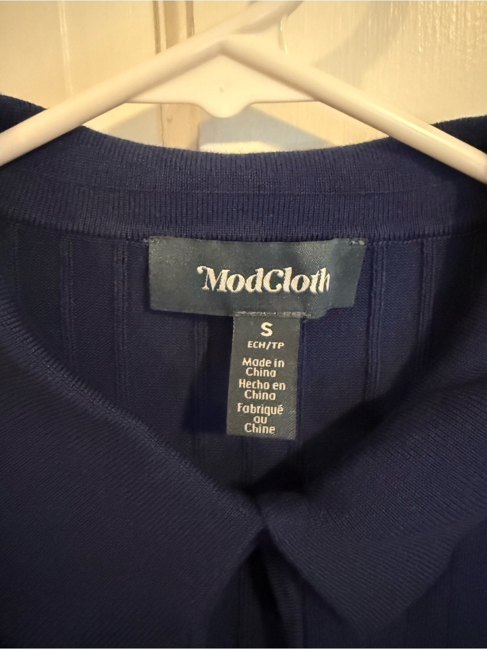 ModCloth Navy Ribbed Keyhole Polo Tank - Picture 3 of 3